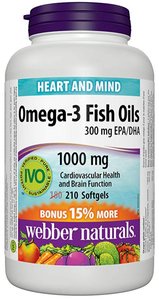 Webber Naturals - Omega-3魚油 1000毫克210粒 平行進口 (效期: 11/2028*)