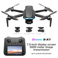 Drone: 3 - Axis Gimbal, 5KM Flight, 30Min Endurance, GPS Return, 5G Screen Remote Control, S-X1