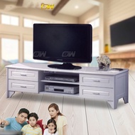 6 Feet Solid TV Cabinet Wood (White)