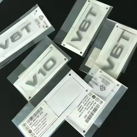2PCS V6T V8T Emblem ABS 3D badge leaf label V10 V12 side label for Audi A4L A5 A6L A7 Q3 Q6 Q7 car l