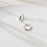 Ar-Kang Collection** AKE2781 ต่างหูห่วงเงินแท้ ประดับ Black CZ (Silver92.5%)