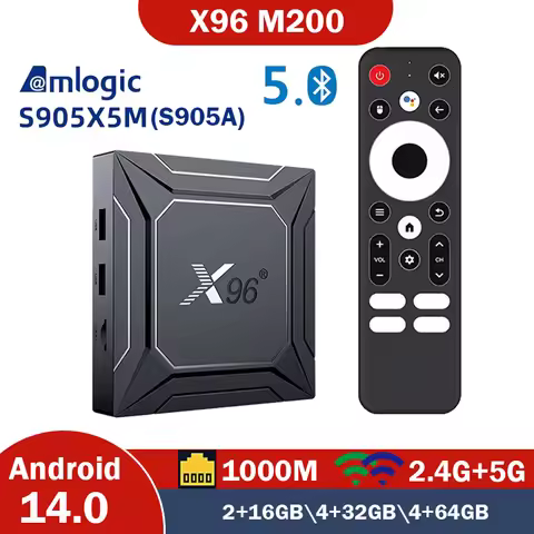 X96 M200 Smart TV BOX Android 14 Amlogic S905X5M 2.4G/5G Dual WIFI BT 1000M LAN 4GB 64GB AV1 4K Medi
