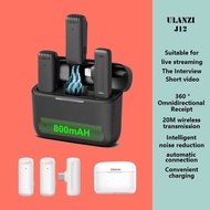Ulanzi J12 Portable 20M Lavalier mobile phone Microphone Transmitter and Receiver Clip Lable Audio V