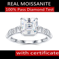 3ct Real Princess Cut Moissanite Ring Pass Diamond Test GRA Certified D Color VVS1 18K White Gold Pl
