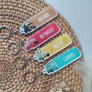 Racing cartoon boy's name acrylic keychain | Lightning McQueen design | Cartoon racing car design op