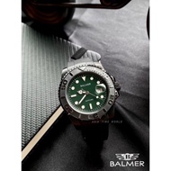 【现货】 宾马 Balmer 7918G BK-46 Classic Sapphire Men Watch with Green dial and Black Silicon Strap