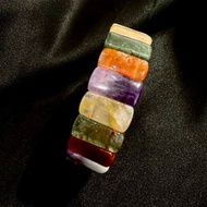 祝願。多寶 手排 七脈輪 紫水晶 黃膠花 紅兔毛 水晶 手鏈 手環