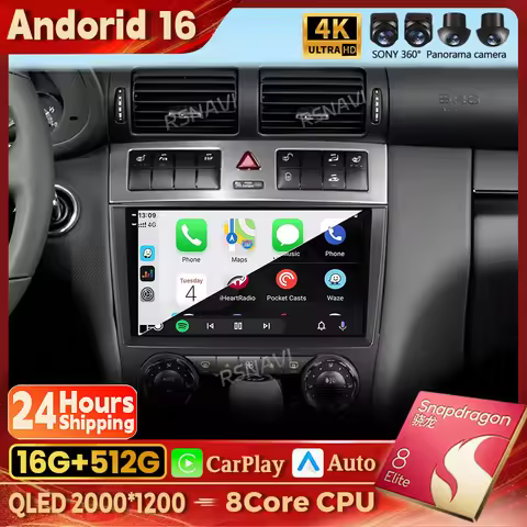 Android 16 Carplay Auto For Mercedes Benz W203 W209 C180 C200 C220 C230 2005 - 2009 Multimedia Car R