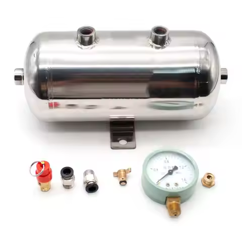 Air Storage Tank 304 Stainless Steel Air Tank Small 2L Vacuum Buffer Air Pressure Tank 1/4G Air Inle