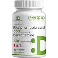 DEAL SUPPLEMENT R Alpha Lipoic Acid 600mg with Benfotiamine 300mg Per Serving, 120 Veggie Capsules –