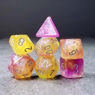 Acrylic DND Dice 7 Piece Polyhedral Dice Set for DND TTRPG Dungeons and Dragons Pathfinder Mica Glit