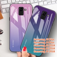 Phone Case For Samsung J6 Plus Samsung J4 Plus Samsung J8 2018 J6 2018 J4 2018 Luxury Colorful Bumper Gradient Tempered Glass Cover Slim Hard Back Protective Case
