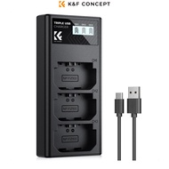 K&F Concept NP-FZ100 Charger 3 Slot Battery with LCD Display for sony A7iii A7iv A7Rv A6700 A6600