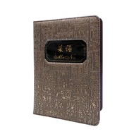 Embossed Leather PVC Cover Menu Holder Hardcover Heavy Durable A4 8 Panels 16 Views