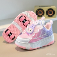 LED Light Up 4 Wheels Roller Skate Shoes, Retractable Heelys for Kids Adults Outdoor Sports YIXP