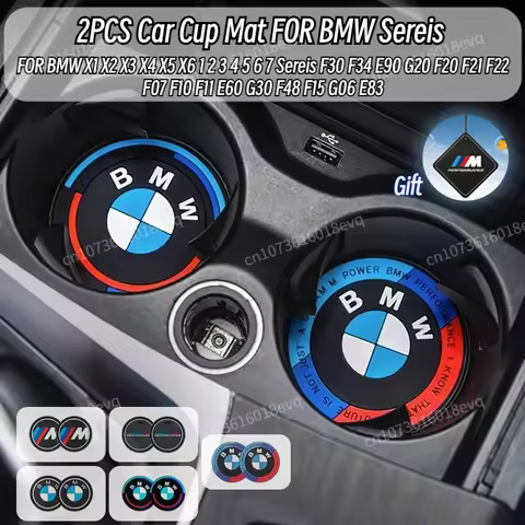 2PCS Car Cup Mat FOR BMW X1 X2 X3 X4 X5 X6 1 2 3 4 5 6 7 Sereis F30 F34 E90 G20 F20 F21 F22 F07 F10 