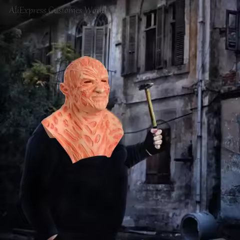 5;e,8\v,5/Jason Mask Movies Scary Latex Headgear Freddy Killers Cos Krueger Gloves Horror Cosplay fo