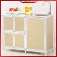 Simple stainless steel kitchen sink cabinet, aluminum alloy cupboard, kitchen cabinet combination