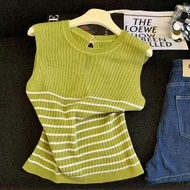[Knitwear] Sleeveless Knitwear Striped Knitwear Summer Knitwear Women's Knitwear Hollow Knitwear Cas