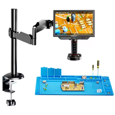 TOMLOV 4K Digital Microscope Autofocus 2000X TM4K-AF Flex Arm Electronics PCB Soldering Microscopes 