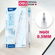 Combo 10 Bút gel bút bi nước mực xanh ngòi 0.5mm Deli Bút bi bấm mực gel trơn tru viết sổ caligraphy