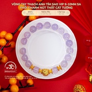 Jade Dan Tam - Vip Star Amethyst Bracelet 9-10mm 5A Mixed Auspicious Knot Charm - Fire Element & Ear