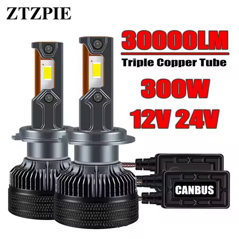 ZTZPIE 300W 6000k White 9005/HB3 9006/HB4 H1 H7 H4 H11 K7C 3 Copper Tube Canbus Led Car Headlight CS