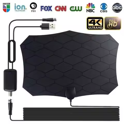 4K High Gain HD TV DTV Box Digital TV Antenna EU Plug Booster Active Indoor Aerial HD Flat Design Wi