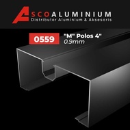 PROMO Aluminium, alumunium "M" Polos Profile 0559 kusen 4 inch