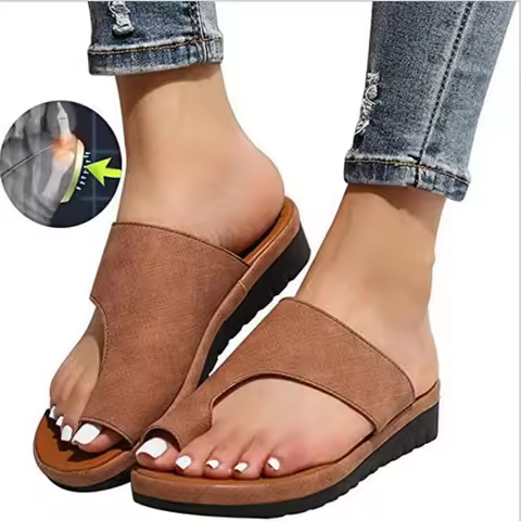 Women Summer Sandals Comfy Platform Flat Shoes Sole Ladies Casual Soft Big Toe Foot Sandal Orthopedi