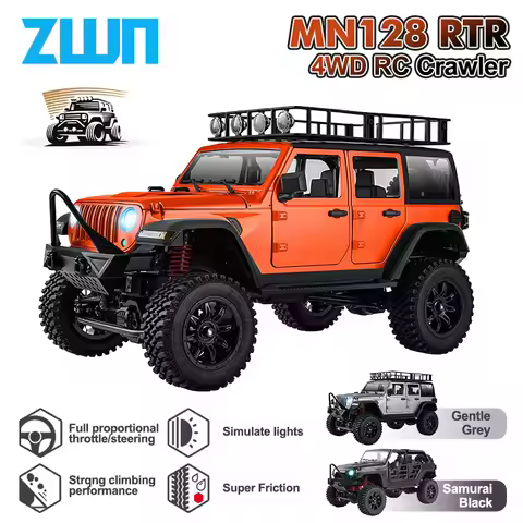 MN128 1:12 Remote Control Car 2.4g 4wd Full Scale Mnrc Rtr Led Light Rock Crawler Climbing RC Truck 