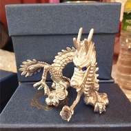 Pewter silver Dragon Figurine Feng Shui Decorative Ornament souvenir gift