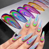 Rainbow Laser Effect Nail Powder Mirror Effect Glitter Chrome Pigment Dust Nail Supplies UV Gel Poli