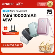 Anker Nano Power Bank, 10,000mAh Portable Charger with 2.3 ft InstaCord Retractable Cable, 45W Max C