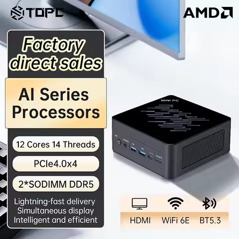 TOPC AI Mini PC ES Version AMD Ryzen AI 5 340ES/AI 7 350ES/AI 9 HX 370ES/AI 9 H 465 ES WiFi 6E BT5.3