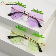 SUVE Strawberry Sunglasses, Street Snap Halloween Costume Rimless Sun Glasses, Women Metal Y2K Shade