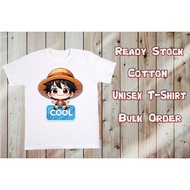 Cartoon Printing Casual Short Sleeve T-Shirt *Cotton* "Code: A87 One Piece" Kids & Adult *Unisex*