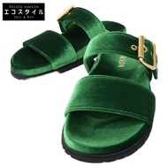 Prada [近全新] 1XX715 三角形LogoPlate絲絨拖鞋 37 1/2 [二手]