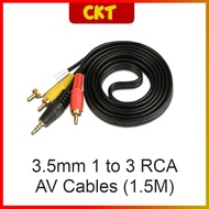 3.5mm 1 to 3 RCA Cable 1.5M AV Camcorder Video Cable Plug Stereo Audio Video AUX Cable for Smartphones MP3 Tablets Speak