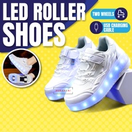 Roller Shoes Murah LED Light Shoes Kasut Ada Roda Kick Roller Skates Shoes Light Kids Kasut Roda Bud