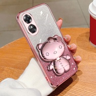 2024 New phone Casing OPPO A60 A79 A78 A58 A38 A18 Reno11 F Pro Reno 11 11F 11Pro OPPOA60 Handphone Case with Lovely Cute 3D Plating Cat Mirror for Girls Bling Glitter case Cover