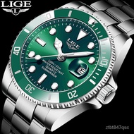 LIGE Brand Luxury Men Sport Watches Green Waterproof Stainless Steel Wrist Watch Man Clock Fashion Wristwatch Relogio Ma