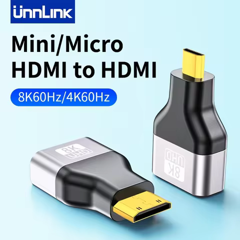 Unnlink 8K 4K Micro Mini HDMI to HDMI Adapter Converter for Camera Camcorder Go Pro Tablet to TV Mon