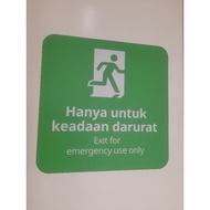 Emergency safety stickers, emergency staircase evacuation, door
