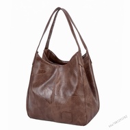 Bella กระเป๋าถือผู้หญิงวินเทจกระเป๋า PU นุ่มกระเป๋าสะพายไหล่มือจับด้านบนกระเป๋าถือหลายกระเป๋า PM-MY