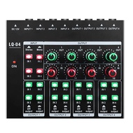 -LQ04 4-Channel Mixer 4-Channel Headphone Amplifier Sound Card Mixer Recording Interface with Dj Mix