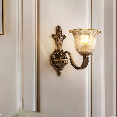 Beauty Salon Aisle Light American Luxury Brass Wall Lamp LED French Retro Creativity Living Room Res