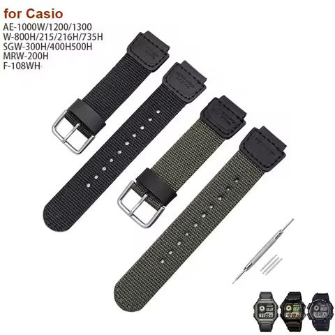 Nylon Watch Strap for Casio AQ-S810W AQ-S800W SGW-300H/400H MRW-200H AE-1000W AE-1200 W-800H W-735H 