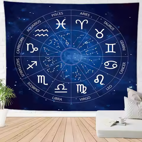 Blue Tarot Tapestry Wheel Zodiac Astrology Chart Wall Hanging Scarf Altar cloth tarot cloth tarot de