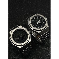 Casioak GA-2100-1A1, GA2100-1A1, GA-2100-1A, GA2100-1A In Full Stainless Steel Bezel And Bracelet Cu